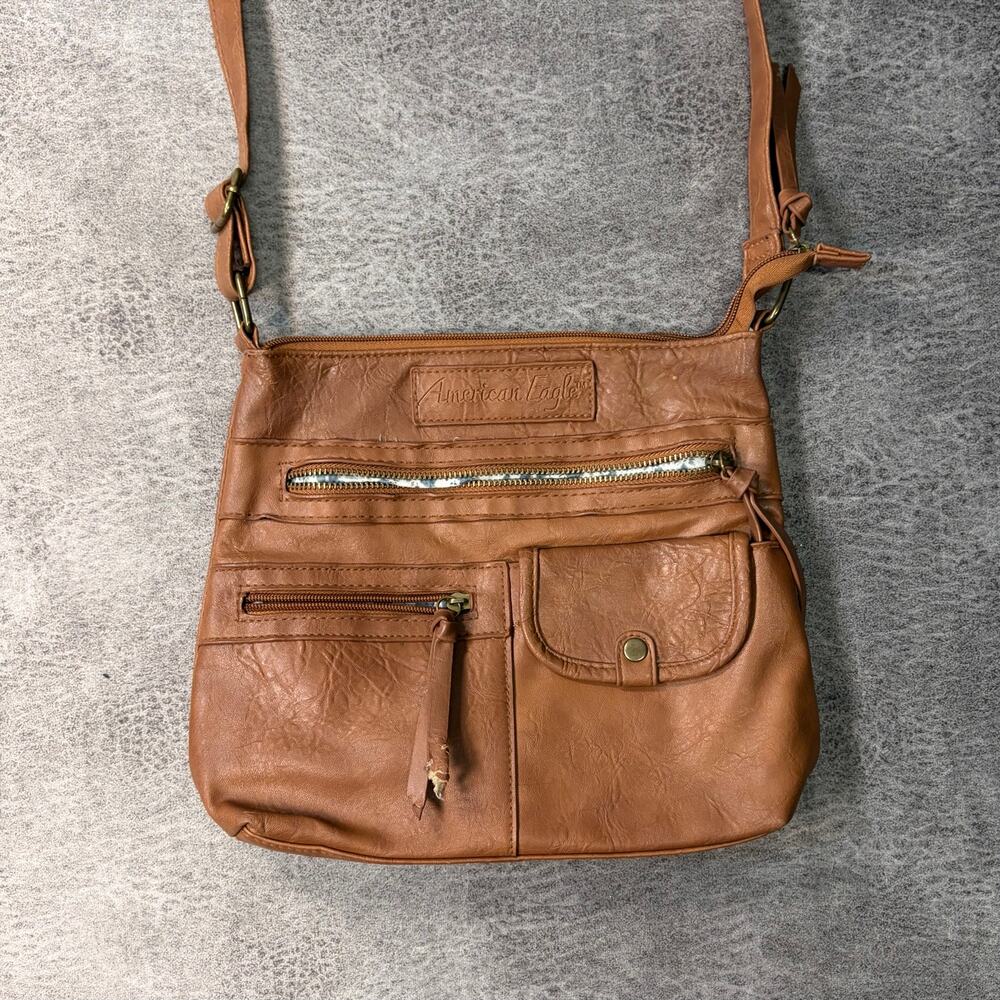 American Eagle Brown Leather Crossbody Bag